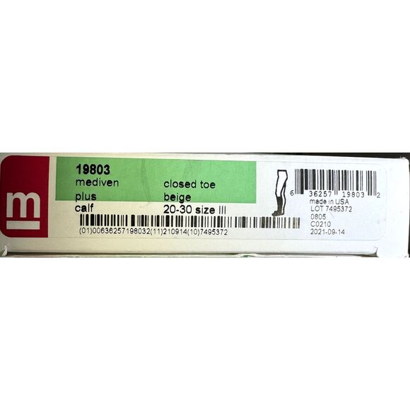 Mediven 19803 Plus Compression Socks Calf Length Closed Toe Beige 20-30 Size III - Picture 4 of 4